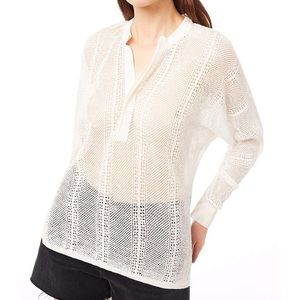 FRAME Linen Open Stitch Henley Shirt size Small